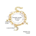 Multi-layer gold chain bracelet with baroque pearls, moon pendant and star charms - S2307-2 Double Moon Star
