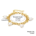 Gold multi-layer chain bracelet featuring heart-shaped pearls, size 17+5cm and 14g - S2303-14 Heart Pearl