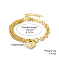 Gold multi-layer chain bracelet with polished heart pendant and adjustable clasp - S2303-13 Heart Pendant