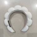 Plush white cloud sponge headband with wavy texture for skincare and face washing - Off-white Headband