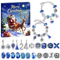 Blauwe kerst DIY armbanden set met sneeuwvlok bedeltjes en kerstman geschenkdoos - Blauwe Klapdoos Stijl (M-11)