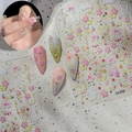 3D embossed nail stickers featuring pink flowers, bows and butterflies for DIY manicure - Co-578