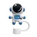 Reusable white and blue astronaut silicone straw topper dust plug with anti-lost strap - Astronaut Style (3)