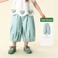 Girls sweet teal blue cotton loose bloomers and heart pattern shirt two-piece outfit - Blue Pants (Pre-sale)