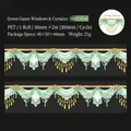 Green vintage curtain PET tape with shell light finish for DIY scrapbooking decor - Green Gauze Window