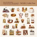 Set di 50 adesivi vintage a tema caffè in carta washi e PET per decorazioni retrò - Ora del Caffè