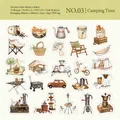 Set di adesivi a tema campeggio con elementi disegnati a mano in carta Washi e PET - Tempo di Campeggio