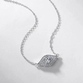 Lujoso collar de plata S925 con colgante de ojo marquesa y piedra central redonda brillante - Chapado en Oro Blanco de Plata Gruesa | Plata 925 / Plateado (5MM Moissanita)