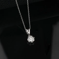 Collier en argent S925 avec un diamant de laboratoire rond d'un carat en argent - Plaqué Or Blanc Argent Épais | Argent 925 / Collier de Diamant de Culture (Pierre Principale 6.5MM VS EF)