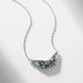 Collana con ciondolo in agata muschiata verde con catena in argento S925 e pietre bianche - Argento 925 / Oro Bianco Argento Spesso