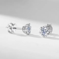 Elegante S925 Sterling Silber Herzform Sechs-Klauen Moissanit Ohrstecker in Silber - 925er Silber / Silber