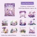 Dreamy purple floral stickers, 10 pieces washi paper set for scrapbooking DIY - Dreamy Purple Feast