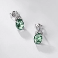 Elegante ovale mosagaat oorknopjes van S925 sterling zilver met een bladontwerp - Hoofdsteen 6*8mm / Dik Zilver Wit Goud