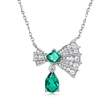 Collana S925 in argento sterling con smeraldo e pendente a forma di ventaglio - Argento 925 / Smeraldo coltivato in laboratorio