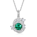 Collana in argento S925 con ciondolo a smeraldo rotondo e un raffinato design a spirale - Argento 925 / Smeraldo di Laboratorio (Ciondolo Solo (Senza Catena))