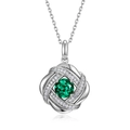 Lussuosa collana in argento S925 con design a spirale e una pietra di smeraldo verde - Argento 925 / Smeraldo Lab Ciondolo Solo (Senza Catena)