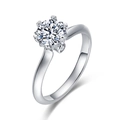 Klassieke 1 karaat diamanten ring van S925 sterling zilver met een elegante zes-klauw zetting - HK17#