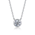 Elegant S925 sterling silver bubble necklace with round brilliant cut solitaire diamond - 925 Silver / Lab-grown Diamond Necklace (0.5ct-VS-DEF)
