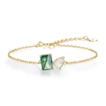 Bracciale minimalista in argento S925 placcato oro con agata verde e pietre opali colorate - Argento 925 / Muschio Verde