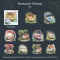 Set di adesivi in PET con sedie a dondolo e fiori per decorazione di diari e agende - Culla Romantica