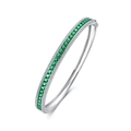 Lussuoso bracciale in argento S925 con smeraldi a taglio quadrato e piccoli diamanti - Smeraldo di Laboratorio Stile Platino Argento Spesso (BL025188) / Argento 925