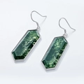 Orecchini in agata muschiata naturale esagonale con ganci in argento sterling S925 retro - Argento 925 / Agata Muschiata (Argento)