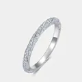 Eleganter S925 Sterlingsilber Spiralring mit schimmerndem Moissanit-Mikropave-Besatz - US6# / Twist Pavé Ring (RG025371)