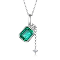 Collana in argento S925 con ciondolo a boccetta di profumo smeraldo e nappa elegante - Argento 925 / Solo Ciondolo (Senza Catena)