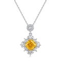 Collana in argento S925 con ciondolo in diamante giallo quadrato da 12ct taglio ghiaccio - Solo ciondolo / Giallo