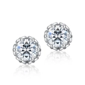 Orecchini a lobo in argento S925 con moissanite e design a fiocco di neve a sei griffe - Con Certificato GRA / Oro Bianco
