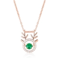Rose gold antler necklace with sparkling emerald green gemstone and pavé stones - 925 Silver / Rose Gold