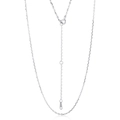 Polished S925 sterling silver cable chain necklace with spring clasp and extension - Adjustable 430mm / 1.08g / White Gold