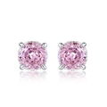 S925 zilveren oorknopjes met 9,5ct kersenbloesem roze koolstof diamanten in ijs-slijpvorm - 925 zilver / Kersenbloesem Roze Koolstofrijke Diamant