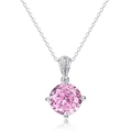 Elegant S925 sterling silver lotus necklace with ice-cut pink carbon diamond pendant - Pink Rhinestone Lotus Pendant (Without Chain) / 925 Silver