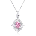 Elegant S925 sterling silver necklace featuring an oval pink ice flower cut pendant - 925 Silver / Pink Rhinestone Pendant Only (Without Chain)
