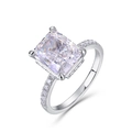 Anillo de compromiso de plata S925 con diamante de carbono corte flor de hielo - US8# / Oro Blanco Plata Gruesa