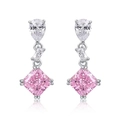 Pendientes de plata S925 con circonitas rosas talla radiant y acentos de pera lujosos - Plata 925 / Circonita Rosa
