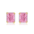 Orecchini a perno con diamante rosa taglio rettangolare e castone a quattro griffe d'oro - Argento 925 / Rosa