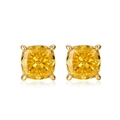 Boucles d'oreilles carrées en diamant jaune avec serti à quatre griffes en plaqué or - Argent 925 / Strass Jaune