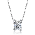 Elegant S925 sterling silver moissanite necklace with a classic bull-head pendant setting - S925 Silver (With GRA Moissanite Certificate) / White Gold (Main Stone 6.5mm Round 1ct)