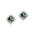 Orecchini a perno in argento S925 con agata muschiata quadrata e micro-pave di cristalli - Argento 925 / Agata Muschiata