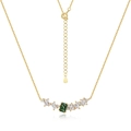 S925 sterling silver necklace with green rectangle gemstone and gold chain on white background - 925 Silver / Gold
