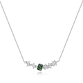 Elegant S925 silver necklace with rectangular green moss agate and clear zircon accents - 925 Silver / Silver