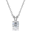 Elegant S925 sterling silver moissanite necklace featuring a classic round four-prong pendant - 925 Silver With GRA Certificate / Moissanite Pendant Only (Without Chain) Round 5mm Main Stone