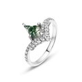 Classic crown ring with S925 silver and shield-cut green moss agate stone - US 6# / Kite Green Moss Agate
