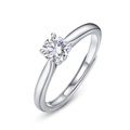 S925 Sterlingsilber Solitär-Moissanit-Ring mit klassischer Vier-Krallen-Fassung - Verstellbare Offene Schleife (Mit GRA Moissanit-Zertifikat) / Weißgold (5 mm runder Hauptstein)