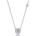 Elegante collana in argento 925 con pendente in moissanite e catena sottile a maglia O - Argento 925 / Pietra Principale 5.0mm / Oro Bianco