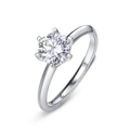 Classic six-prong S925 silver moissanite ring with adjustable open band for women - Adjustable-With GRA Certificate / White Gold-Round Main Stone