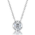 Collana classica in argento S925 con ciondolo in moissanite rotonda dal taglio brillante - Argento Sterling 925 (Con Certificato Moissanite GRA) / Oro Bianco (Pietra Principale Rotonda da 5mm)