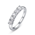 Elegant 925 sterling silver ring featuring five brilliant round-cut moissanite stones - US8# / Thick Silver White Gold